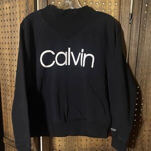 Calvin Klein Black Crewneck Sweatshirt with White Logo Size L